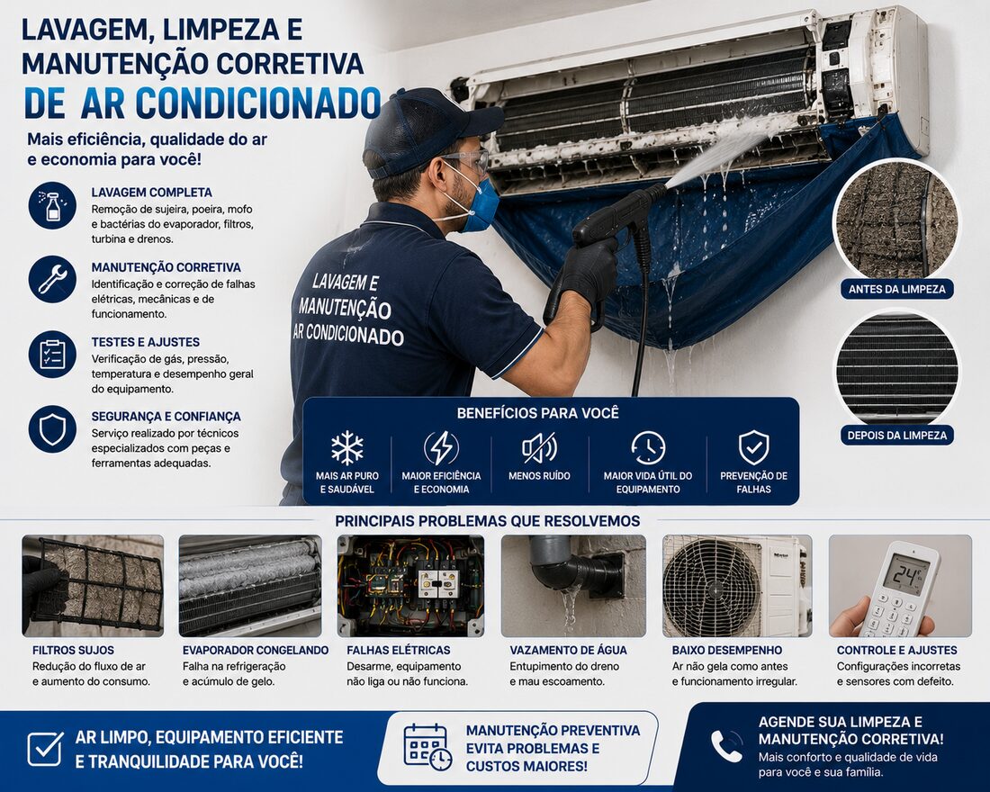 Lavagem e manutenção de ar-condicionado